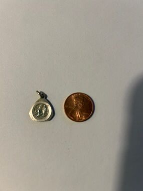 Silver tone Our Lady of Lourdes Religious Medal Pendant in Silver Tone